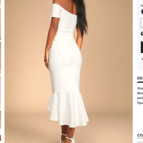 Lulu's How Much I Care Off-the-Shoulder Midi Bodycon Bridal Dress+Trumpet Skirt - Picture 2 of 2